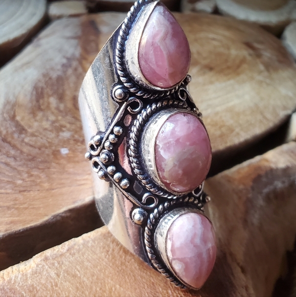 New Rhodochrosite 925 Silver Statement Ring. - Picture 6 of 16